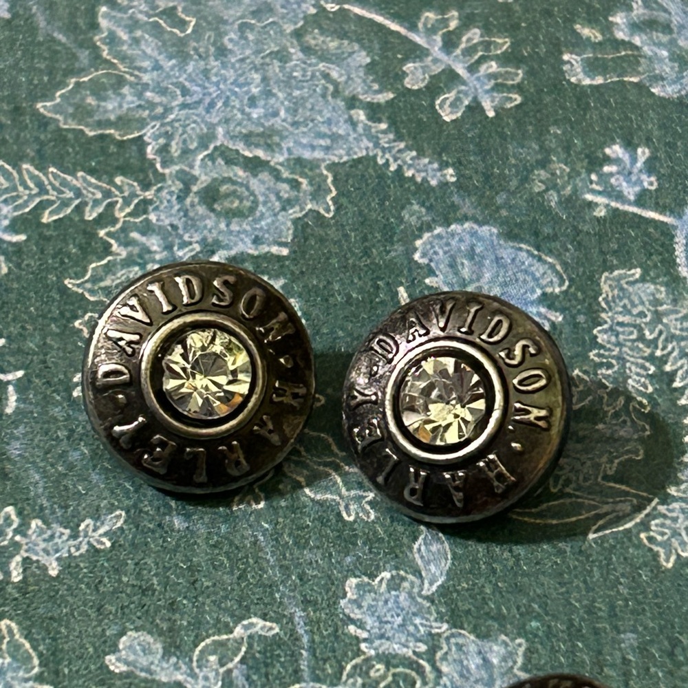 Harley-Davidson Black and Silver Button Set of 9 - Picture 2 of 2
